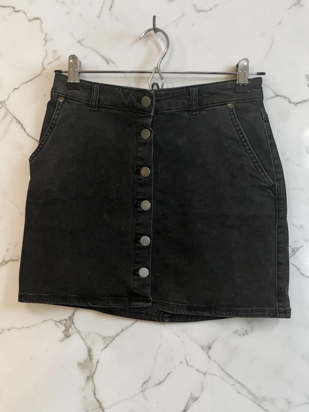 Roxy Black Button-Front Mini Skirt XS